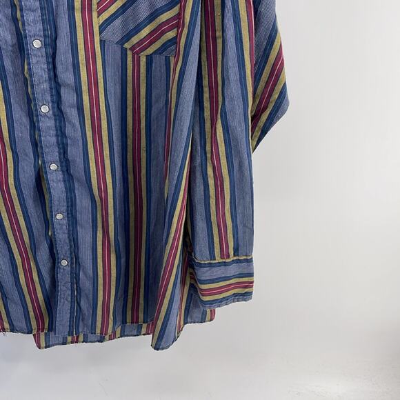 Vintage Ely Plains Big Man striped western pearl snap long sleeve shirt 20x35/36 - Picture 4 of 7